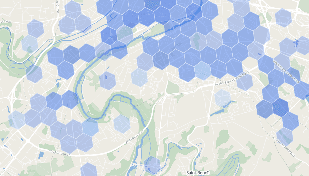 Carte hexagonale des prix immobiliers